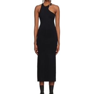 SIR. asymmetrical black midi dress